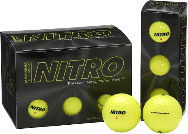 AWESOME NEW NIB NITRO Maximum Distance Golf Balls Yellow (12-Pack) 1 Dozen