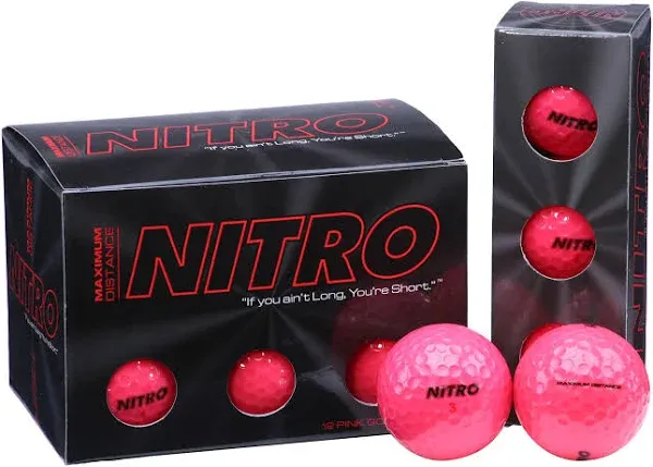 Nitro Ultimate Distance new nib Bright Pink Box of 12 Golf Balls [SKU-p108]