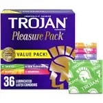 Trojan Pleasure pack Lubricated Latex Condoms (36 x 0.01 oz)