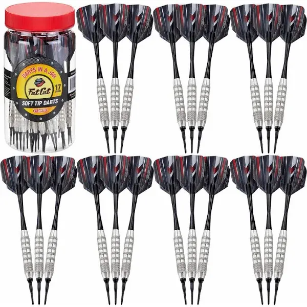 Fat Cat Set Of 21 Soft Tip Darts In A Jar W/ Tips &amp; Flights 17 Grams 26-7010 NEW