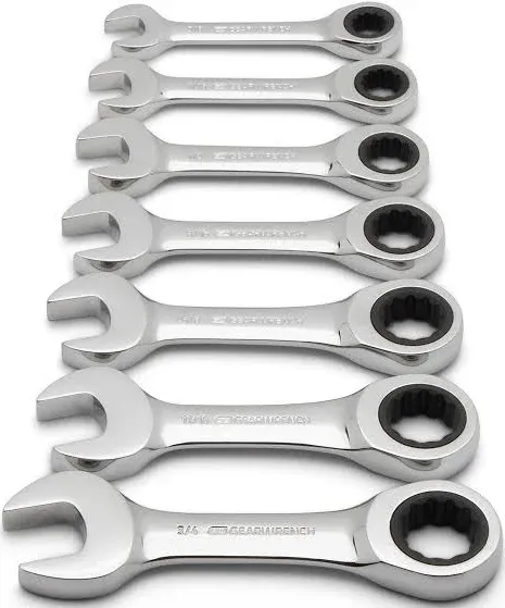 GearWrench SAE Stubby Combination Ratcheting Wrench Set (7-Piece)