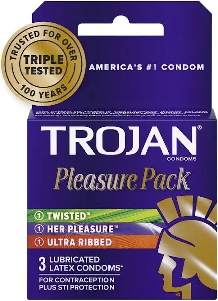 Trojan Pleasure Pack Condoms - Box Of 3