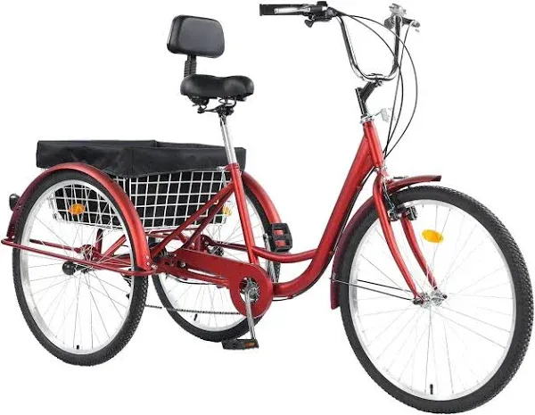 26 inch Adult Tricycle, 7 Speed 3 Wheel Bike for Women Men Seniors, Cruise Trike Bike with Shopping Basket & Lock, Adjustable Seat, Multiple Colors