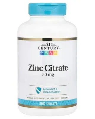 21st Century, Zinc Citrate, 50 mg, 360 Tablets 