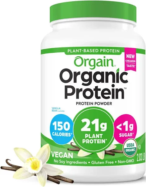 Orgain Organic Plant Base Protein Powder Vanilla Bean 21g Protein 1.12 LB