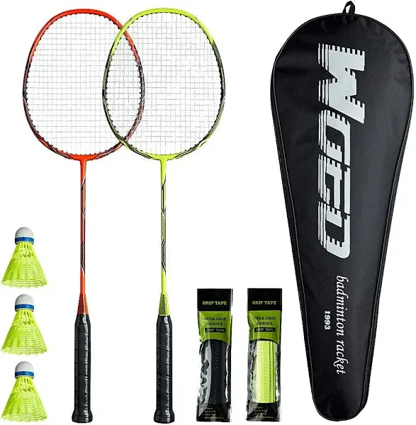 WOED BATENS -2 Player Badminton Set Carbon Fiber Badminton Rackets Badminton Racquet for Backyards Gym with 3 Shuttlecocks 2 Gr