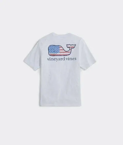 Vineyard Vines Boys' Flag Whale Short-Sleeve Pocket Tee