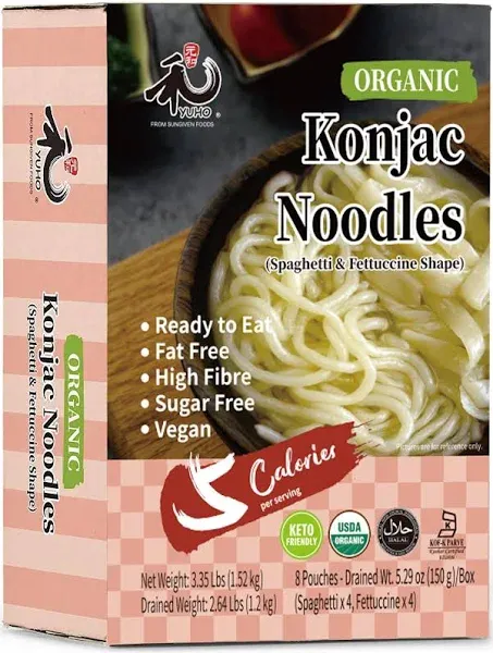 YUHO Organic Shirataki Konjac Pasta Variety 8 Pack