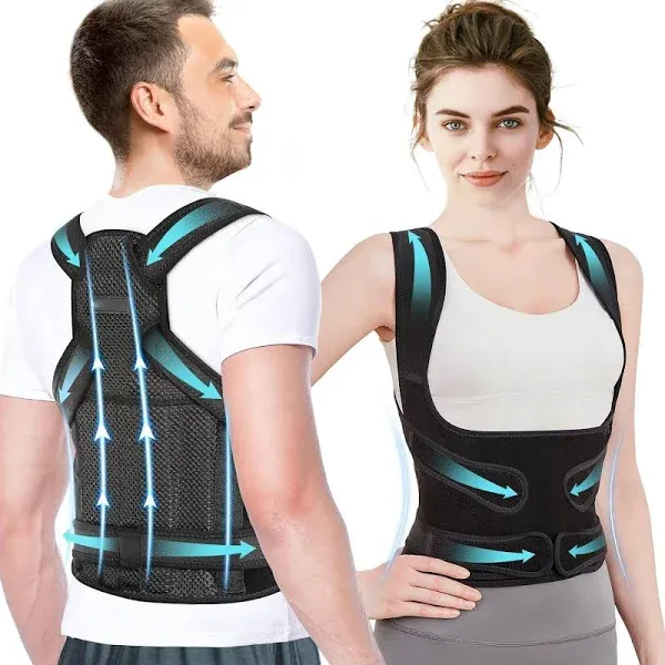 Fit Geno Posture Corrector for Women and Men Adjustable Back Brace & Straightener for Scoliosis