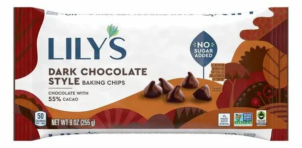 Premium Dark Chocolate Baking Chips by Lily's Sweets |Stevia Sweetened, No Added