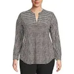 Anne Klein | Plus Size Dot-Print Split-Neck Top - Anne Black/Anne White | Realry