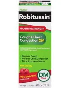 Robitussin Adult Cough + Chest Congestion DM Max (4 fl. oz) EXP 2026