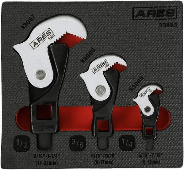 ARES 33009 - 3-Piece Spring Loaded Auto Adjusting Crowfoot Wrench Set