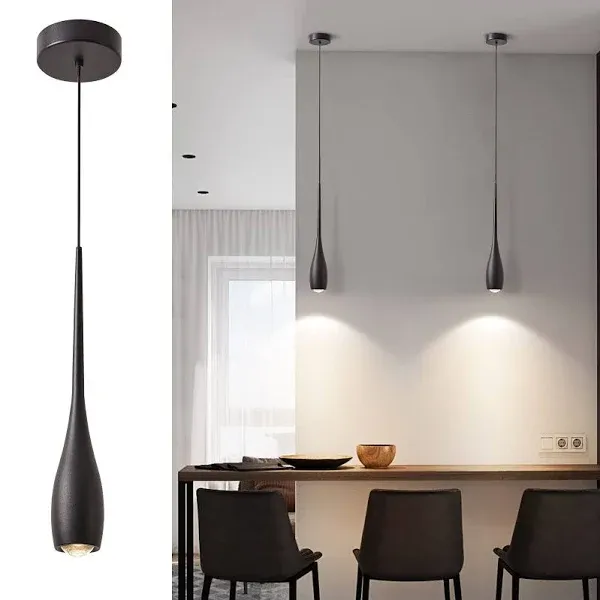 Pendant Light for Kitchen Island, LED Dimmable Pendant Light fixtures, Black