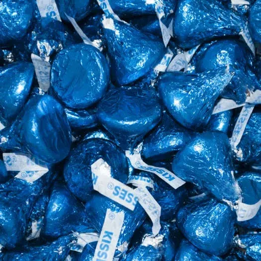 "Dark Blue Hershey's Kisses Candy Milk Chocolates 90ct Bag"