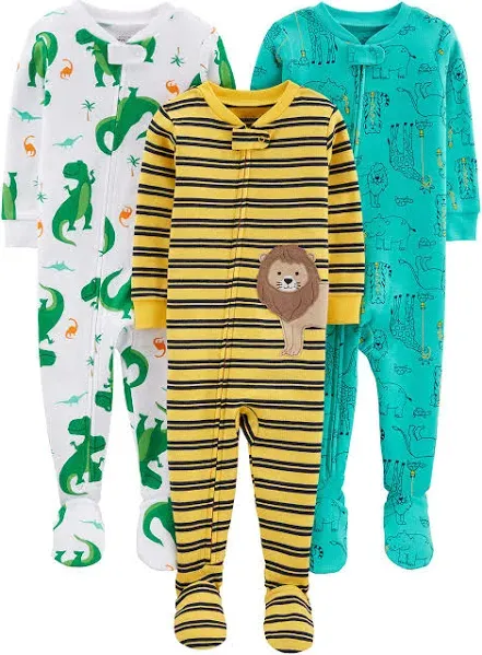 Simple Joys by Carter's Baby Boys' 3-Pack Snug Fit Footed Cotton Pajamas