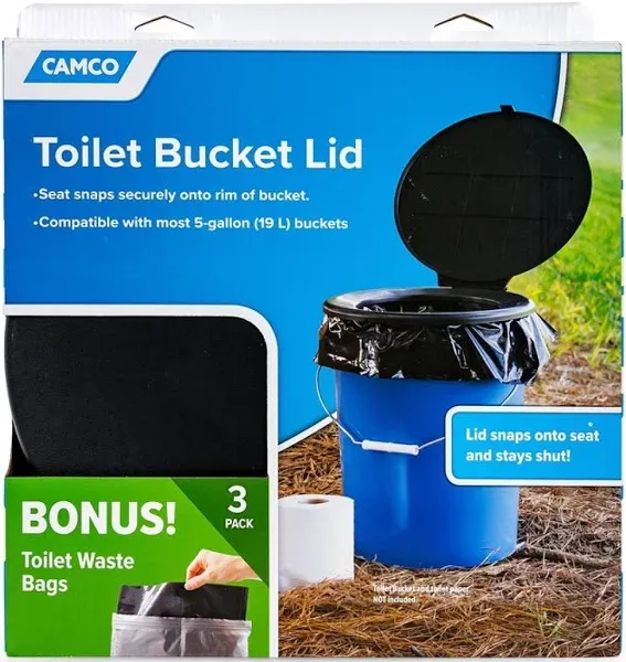 CAMCO Bucket Toilet Seat with Lid and 3 Bags