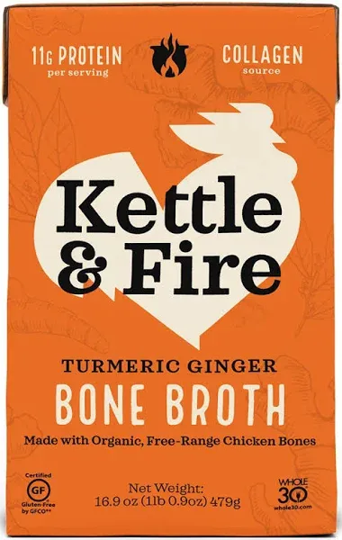 Kettle & Fire Bone Broth, Turmeric Ginger - 16.9 oz