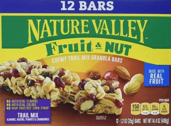 Nature Valley Chewy Fruit Nut Trail Mix Granola Bars