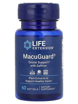 LIFE EXTENSION MacuGuard Ocular Support with Saffron & Astaxanthin 60 Softgels