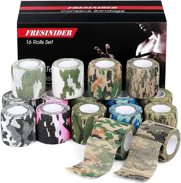 16 Rolls Self Adhesive Wrap Athletic Tape Gauze,Medical Bandage,Breathable Elastic Cohesive Bandage for Sports Injury & Pet (Camo)