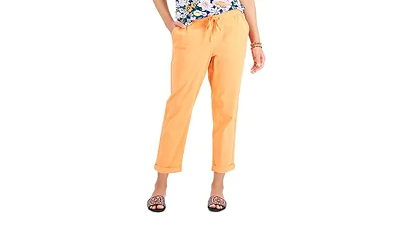 Style &amp; Co Women&#039;s Pull On Cuffed Utility Pants (Sunbeam Yellow, X-Large)