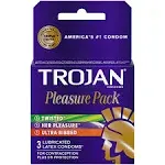 Trojan Pleasure Variety Pack Lubricated Condoms, 3 Count