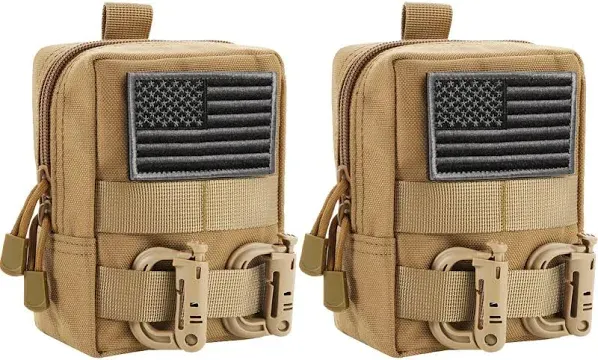 Lightweight 2-Pack MOLLE Pouches - Water-Resistan<wbr/>t Tactical Storage for Camping