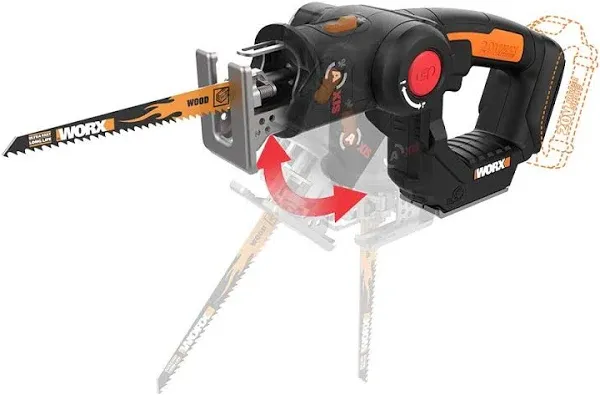 Worx WX550L.9 20V Axis 2-in-1 Reciprocating Saw and Jigsaw Tool Only