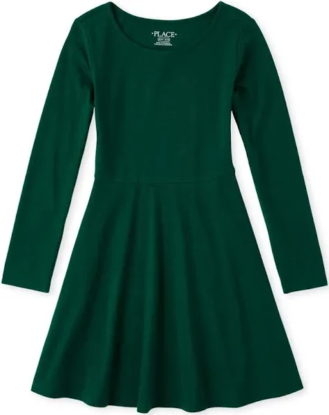 The Children's Place Girls' and Toddler Solid Long Sleeve Skater Dress