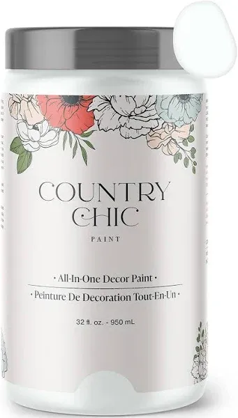 Country Chic Paint Chalk Style Paint - for Furniture, Home Decor, Crafts - Eco-Friendly - All-in-One - No Wax Needed (Simplicity [White], Quart (32 oz