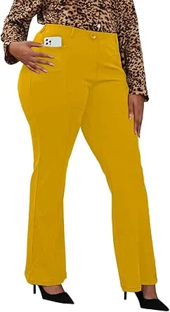 Wrinkle-Free Stretch Dress Pants Plus Size for Women Pull-on Pant Ease into Comfort Office Pant