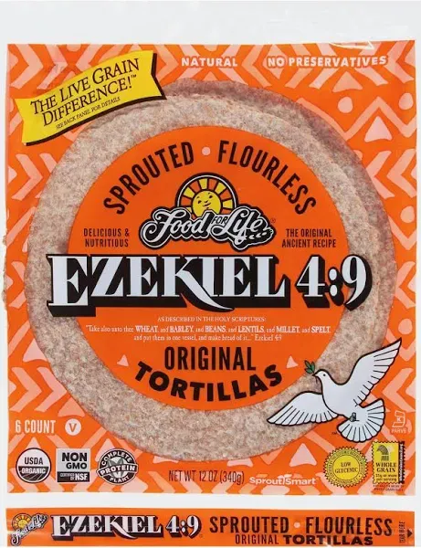 Food for Life Ezekiel 4:9 Sprouted Grain Tortillas, 6 Count