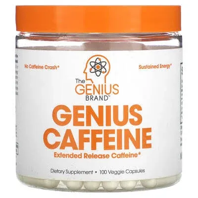 Genius Caffeine Pills 100mg - Extended-Relea<wbr/>se Energy &amp; Focus Supplement