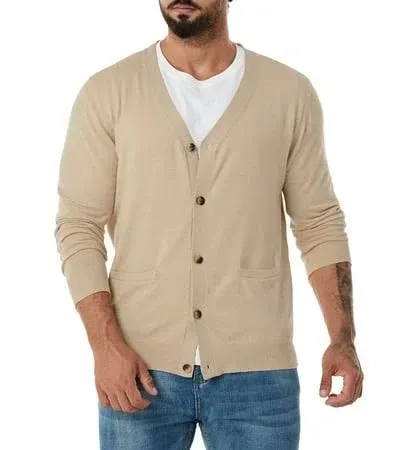 St. John's Bay Men's Fine Gauge V Neck Long Sleeve Cardigan