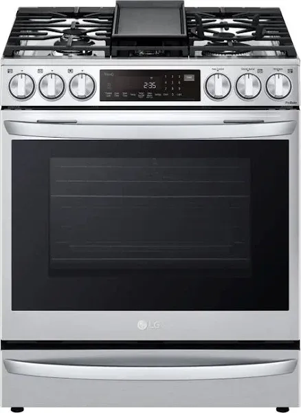 LG InstaView ProBake Convection Slide-In Gas Range with Air Fry