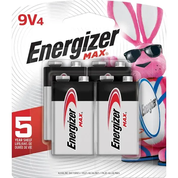 Energizer Max Alkaline 9V Batteries (4 Pack)