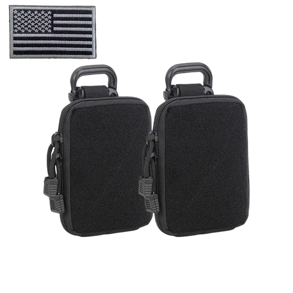 FRTKK 2 Pack Molle Pouches Tactical Compact Water-Resistant EDC Pouch Small Utility