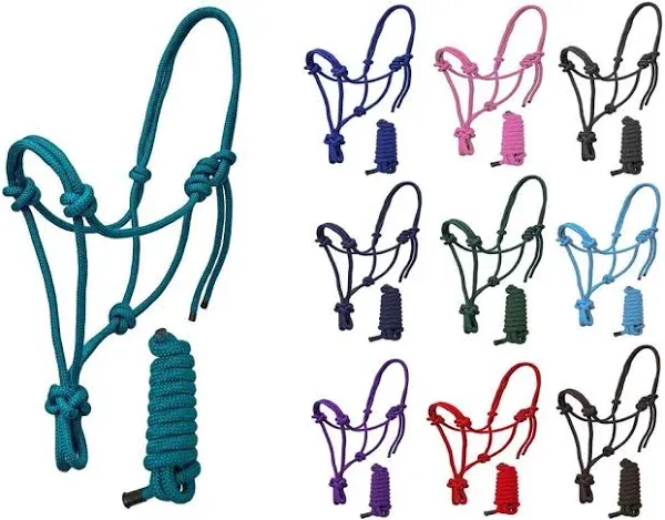 Rugged Ride Braided Rope Halter With Matching 6 foot Lead