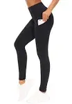 The Gym People Thick Thermal Fleece Lined Leggings with Pockets, Tummy Control Workout Running Yoga Pants for Women (Medium, Fleece Lined Black)