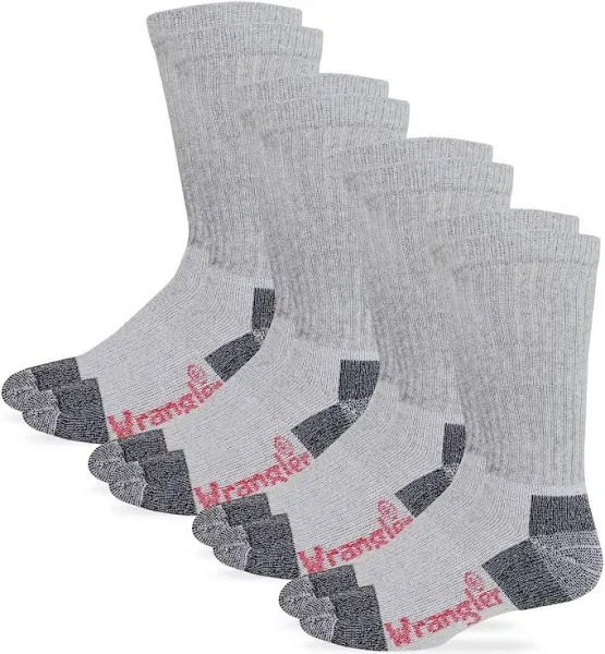 Wrangler Men's Steel Toe Boot Work Crew Socks (4 Pair Pack)