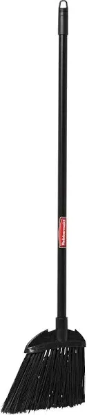 Angled Lobby Broom, Poly Bristles, 35" Handle, Black