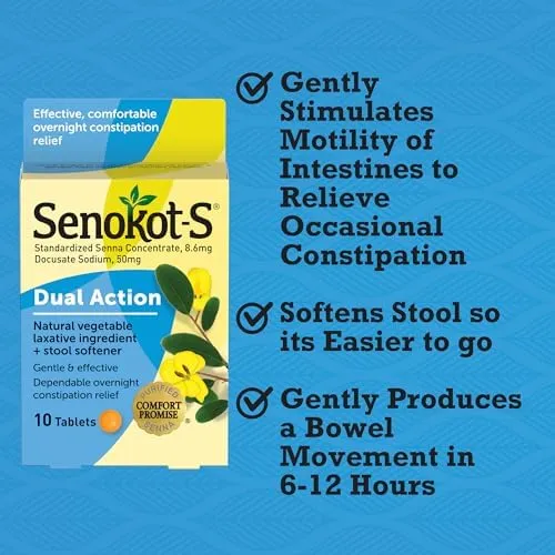 Senokot-S Natural Vegetable Laxative Plus Stool Softener Tablets