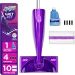 Swiffer WetJet Hardwood and Floor Spray Mop, All-in-One Mopping Cleaner Starter Kit, Includes: 1 WetJet, 10 Pads, 1 Cleaning Solution & 4 Batteries