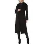 Tahari Women's Black Double Layered Collar Wool Long Coat