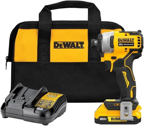 DEWALT ATOMIC Impact Driver 20V Max Brushless Cordless w/ Battery, Charger + Bag