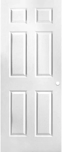 32 in. x 80 in. 6 Panel Left-Handed Primed Composite Hollow Core Single Prehung Interior Door 4-9/16 in. Flat Jamb