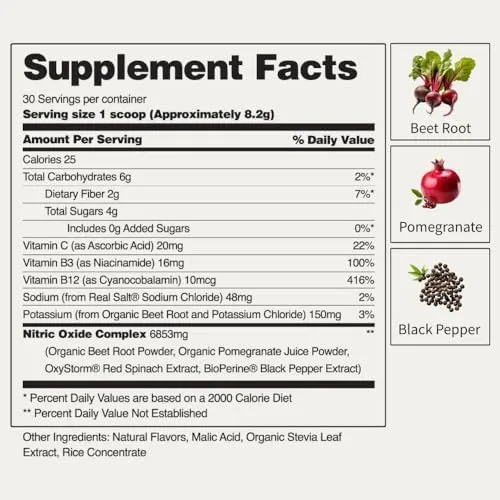 Snap Supplements, Nitric Oxide Organic Beets, Cherry Lime, 8.8 oz