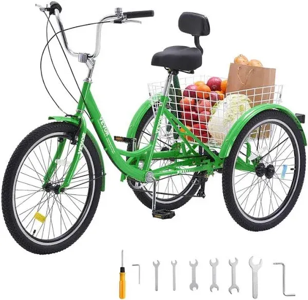 VEVOR Adult Tricycles Bike, 7 Speed Adult Trikes, 20 Inch Three-Wheeled Bicycle