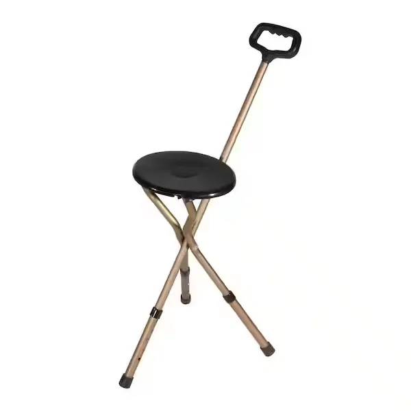 Folding Lightweight Adjustable Height Cane Seat in Bronze